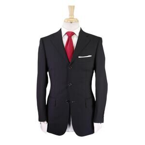 Paul Stuart Solid Black 3-Btn Wool Suit 34S